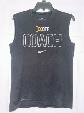 Nike Black Dri-FIT V-Neck Athletic Tee with White Print